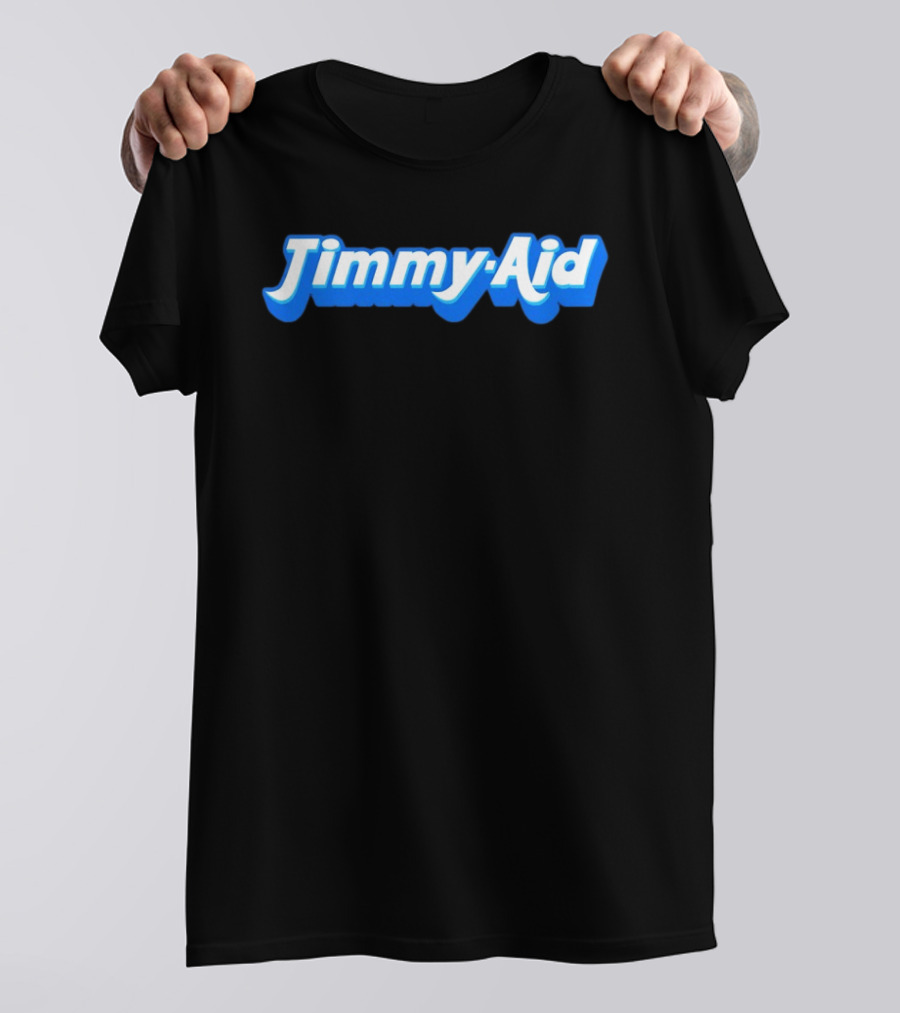 Jimmy Aid Bold Blue Retro Font T-Shirt