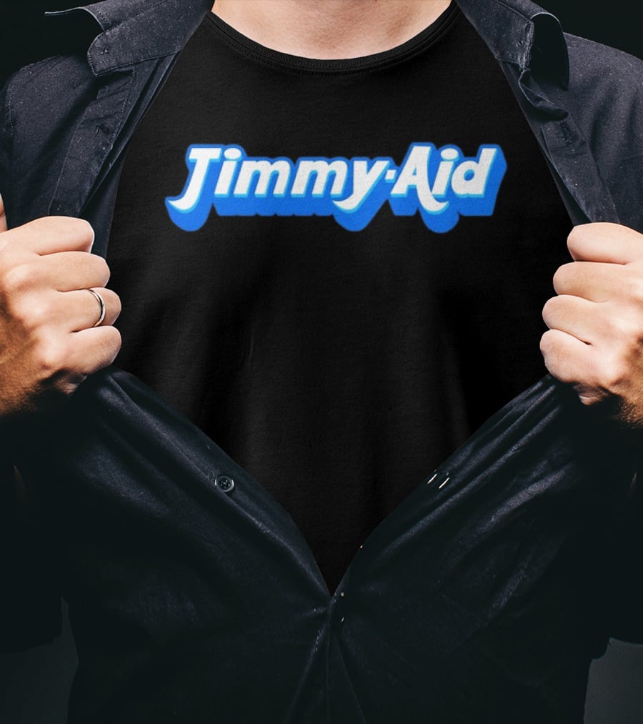 Jimmy Aid Bold Blue Retro Font T-Shirt