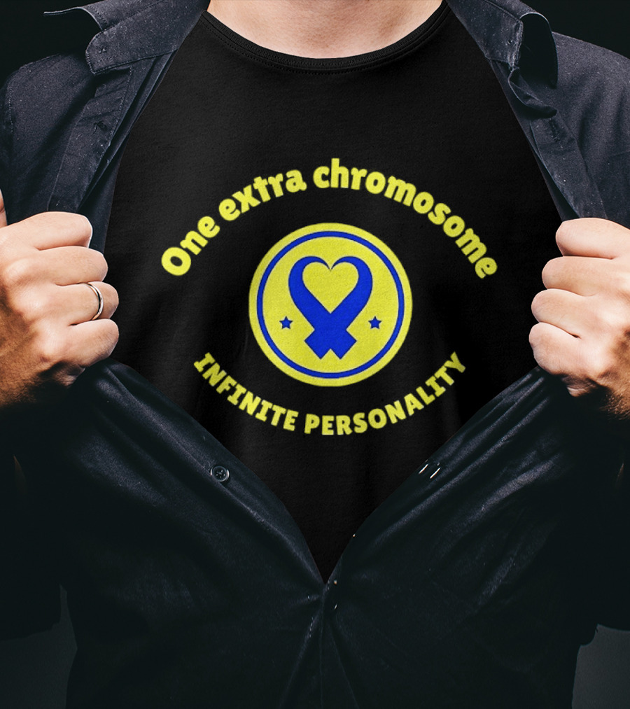 One Extra Chromosome Infinite Personality Heart Ribbon T-Shirt