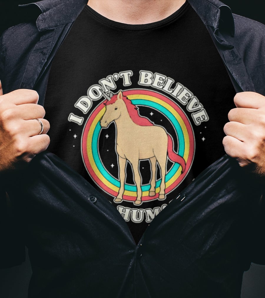 Unicorn I Don't Believe In Humans Rainbow T-Shirt