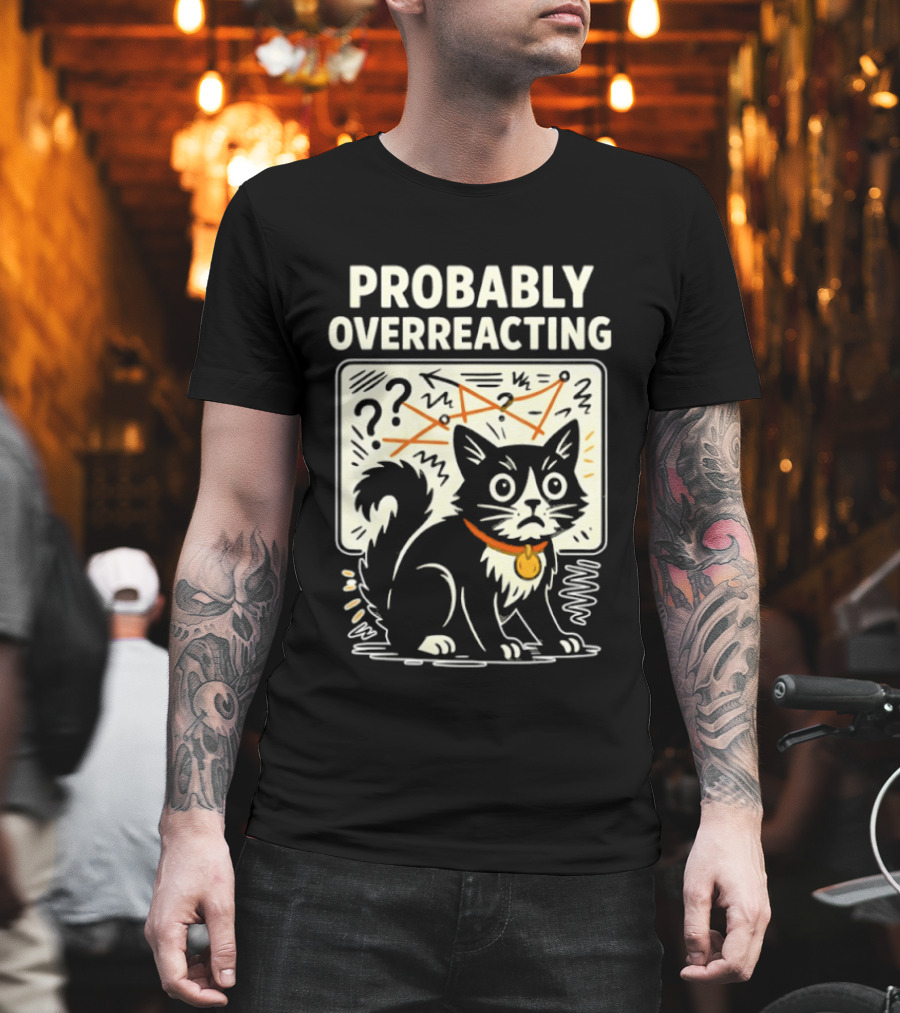 Tuxedo Cat Probably Overreacting Funny Chart Analysis T-Shirt