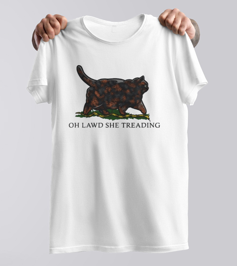 Oh Lawd She Treading Black Cat Walking On Snake T-Shirt