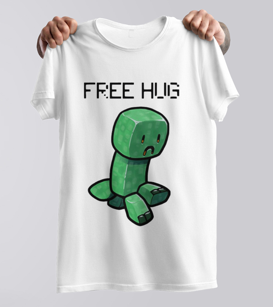 Sad Creeper Free Hug Pixel Art Fandom Humor T-Shirt