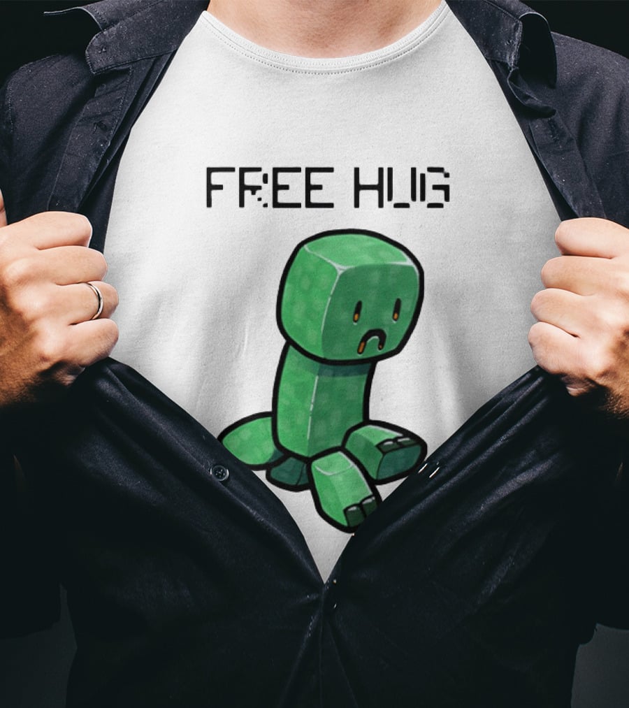 Sad Creeper Free Hug Pixel Art Fandom Humor T-Shirt