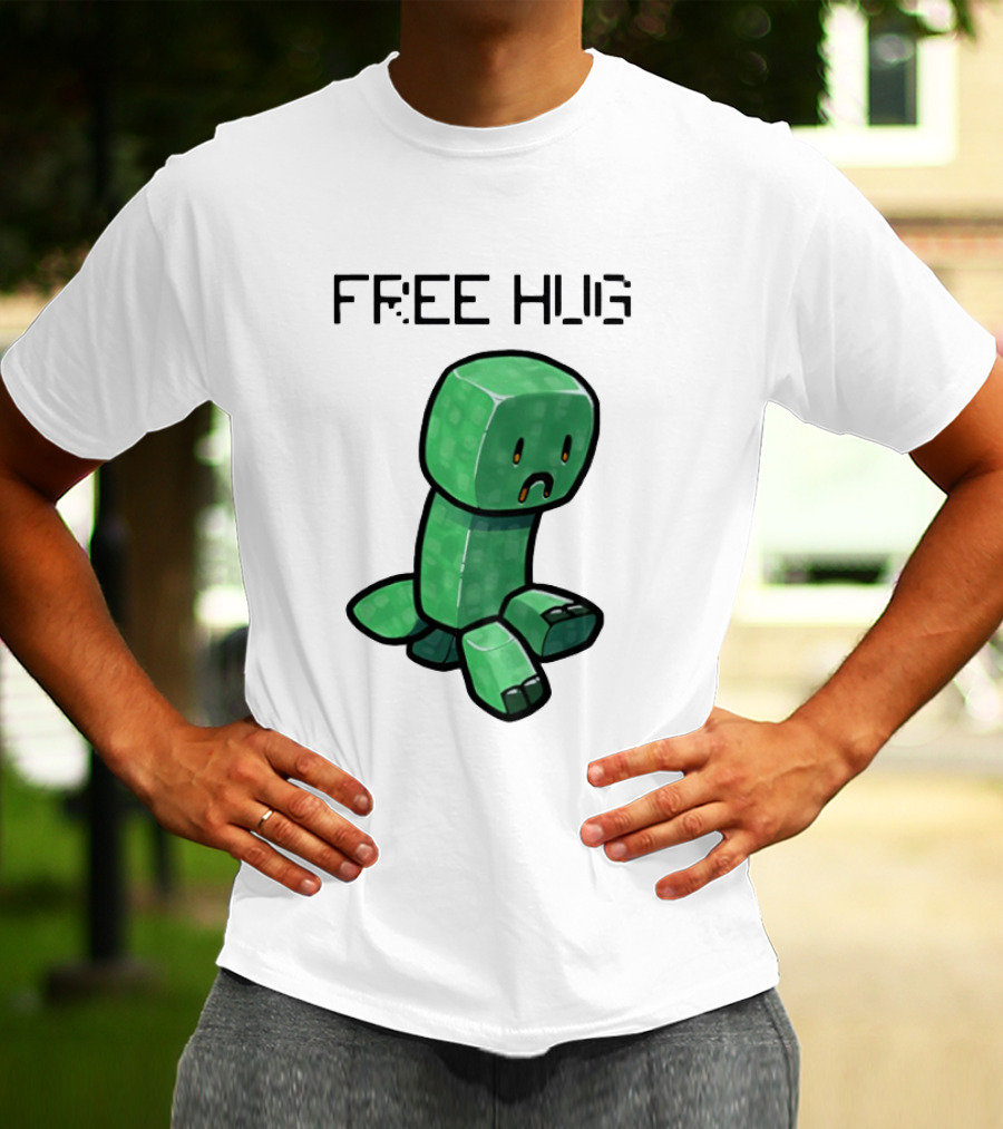 Sad Creeper Free Hug Pixel Art Fandom Humor T-Shirt