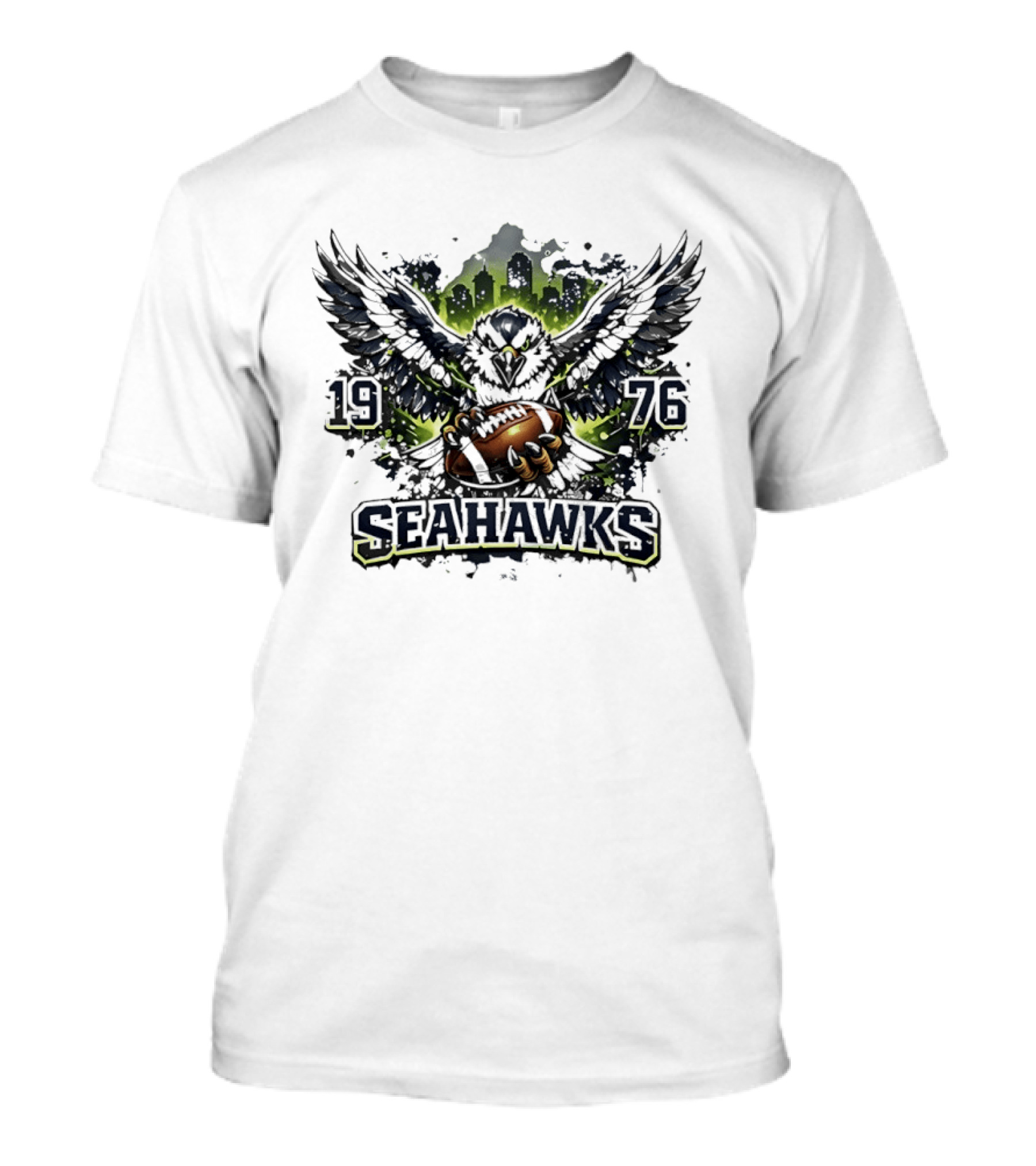 Seattle Seahawks 1976 Eagle Football Skyline T-Shirt