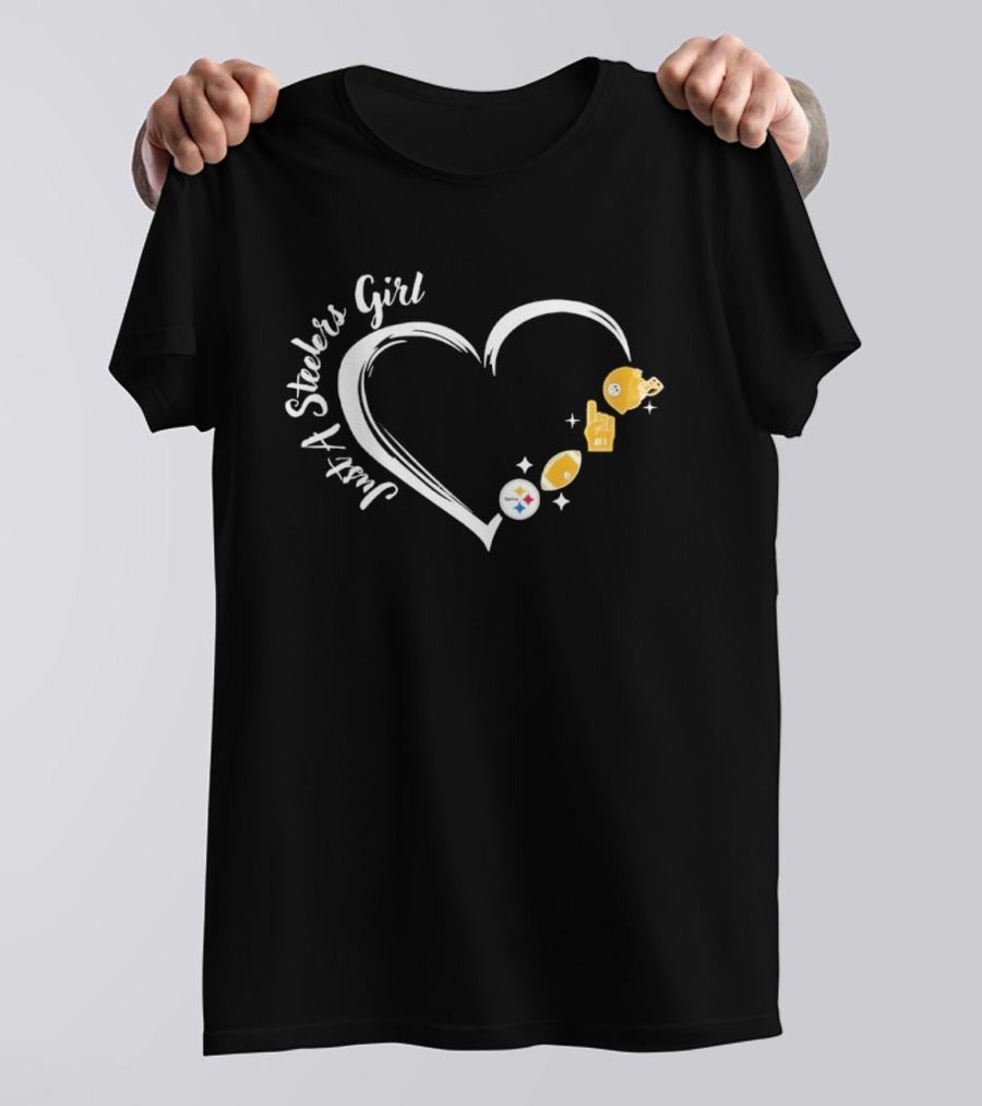 Just A Steelers Girl Heart With Football And Helmet T-Shirt