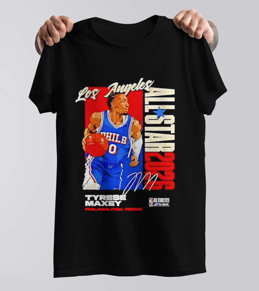 Los Angeles All Star 2026 Tyrese Maxey Philadelphia 76ers NBA Player T-Shirt