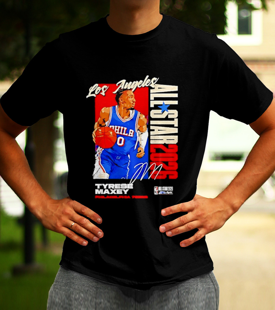 Los Angeles All Star 2026 Tyrese Maxey Philadelphia 76ers NBA Player T-Shirt