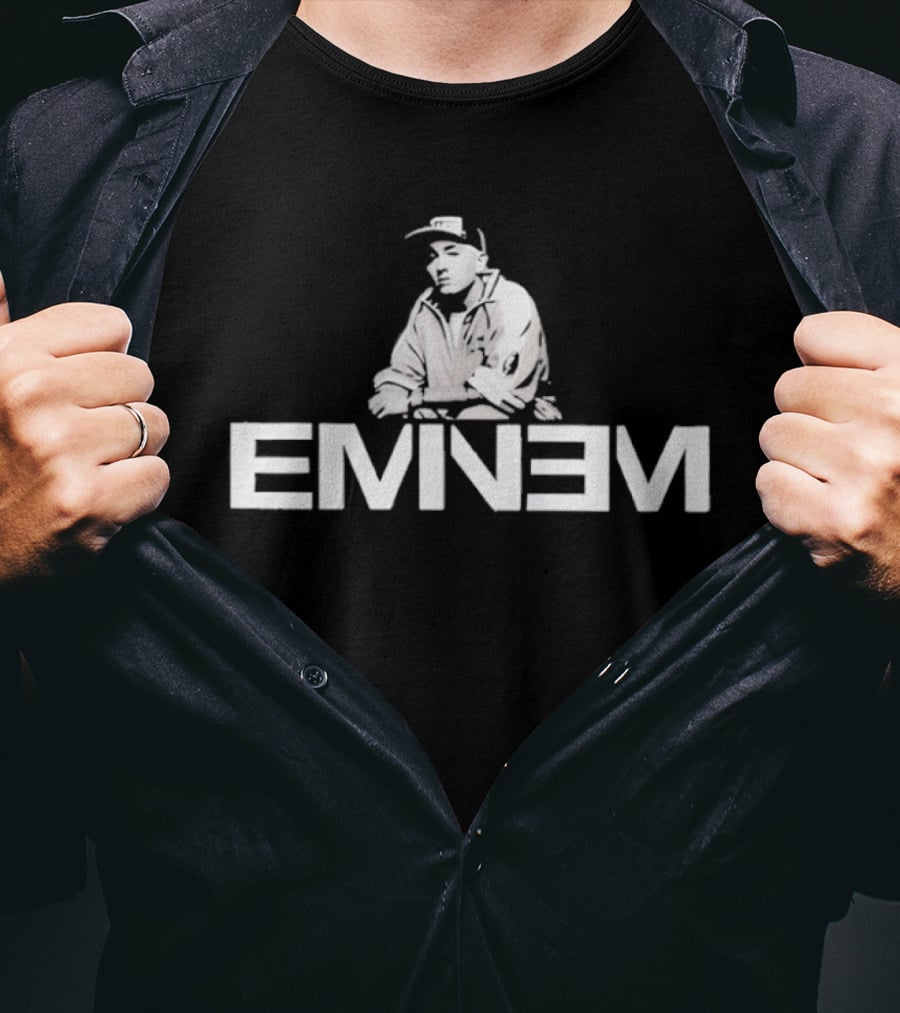 Eminem Classic Sitting Pose With White T-Shirt