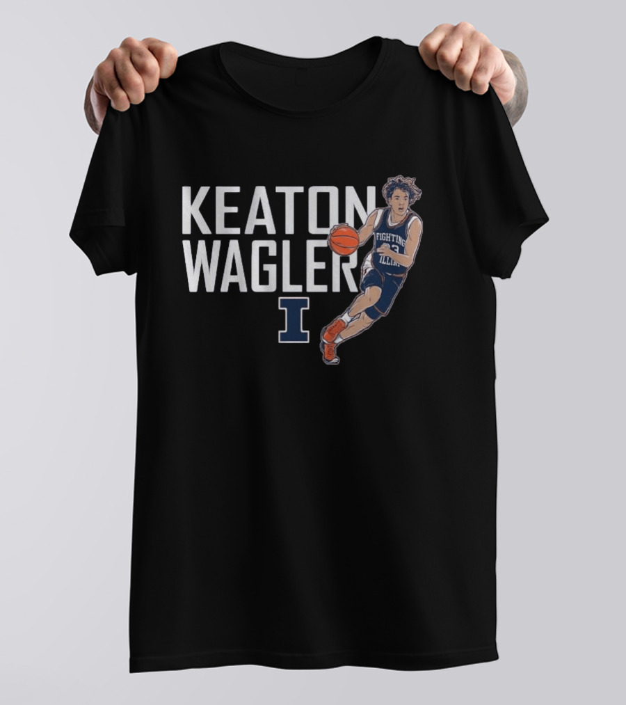 Fighting Illini Basketball Keaton Wagler Illinois Player Action T-Shirt