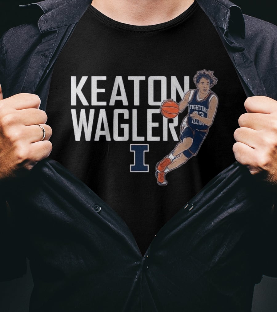 Fighting Illini Basketball Keaton Wagler Illinois Player Action T-Shirt