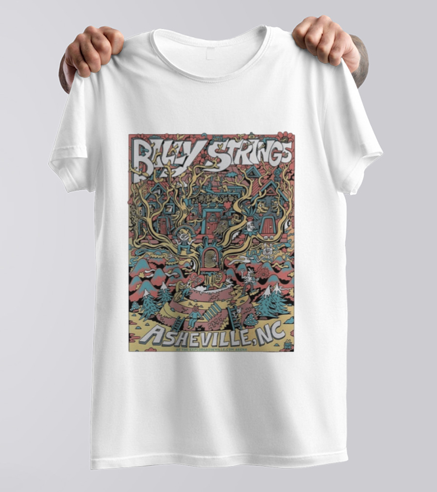 Billy Strings Asheville North Carolina 2026 Night 4 Vibrant Treehouse Fantasy Scene T-Shirt