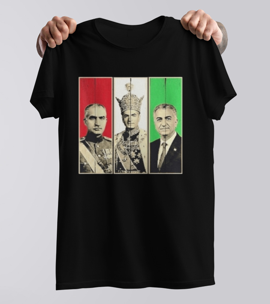 Pahlavi Dynasty Generations Reza Shah Mohammad Reza Iran Flag T-Shirt