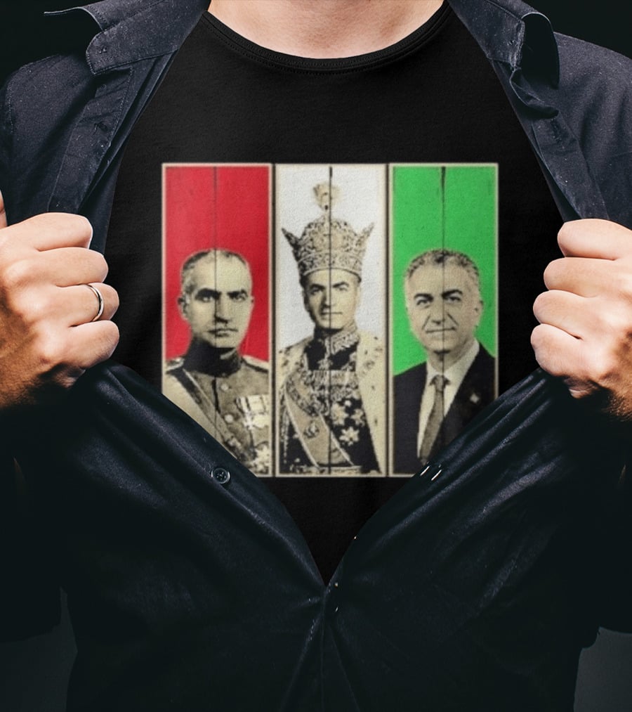 Pahlavi Dynasty Generations Reza Shah Mohammad Reza Iran Flag T-Shirt