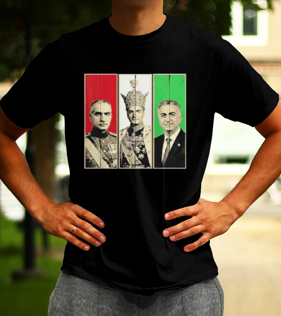 Pahlavi Dynasty Generations Reza Shah Mohammad Reza Iran Flag T-Shirt