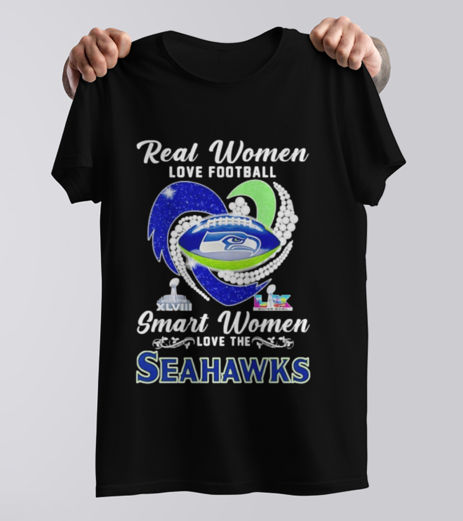 Real Women Love Football Smart Women Love The Seattle Seahawks Super Bowl XLVIII Champions T-Shirt
