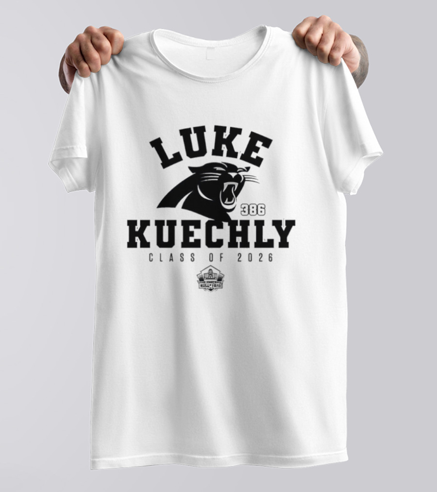 Luke Kuechly Carolina Panthers 386 Class Of 2026 Pro Football Hall Of Fame T-Shirt