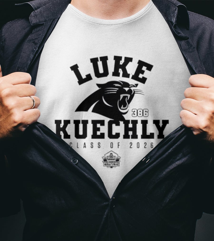 Luke Kuechly Carolina Panthers 386 Class Of 2026 Pro Football Hall Of Fame T-Shirt