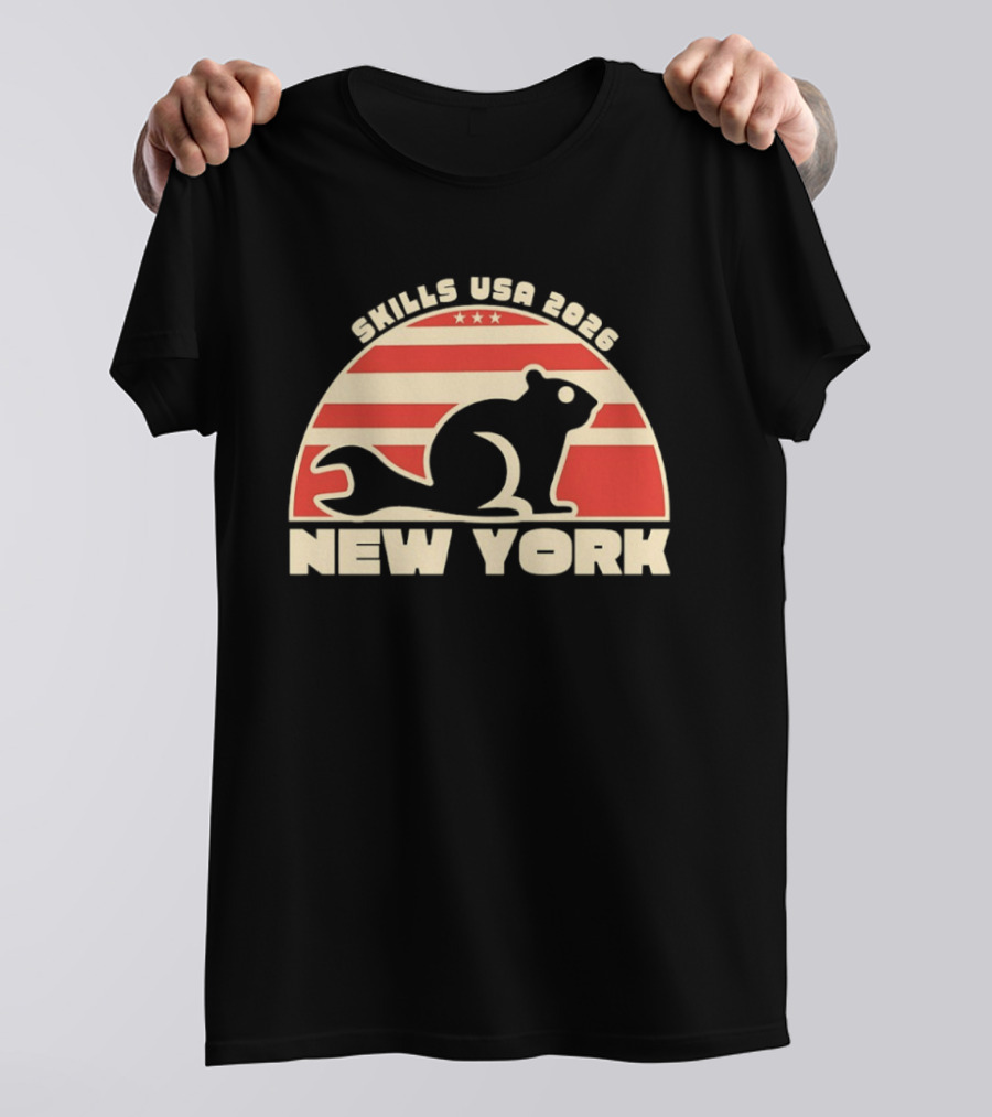 Skills USA 2026 New York Patriotic Beaver Flag T-Shirt
