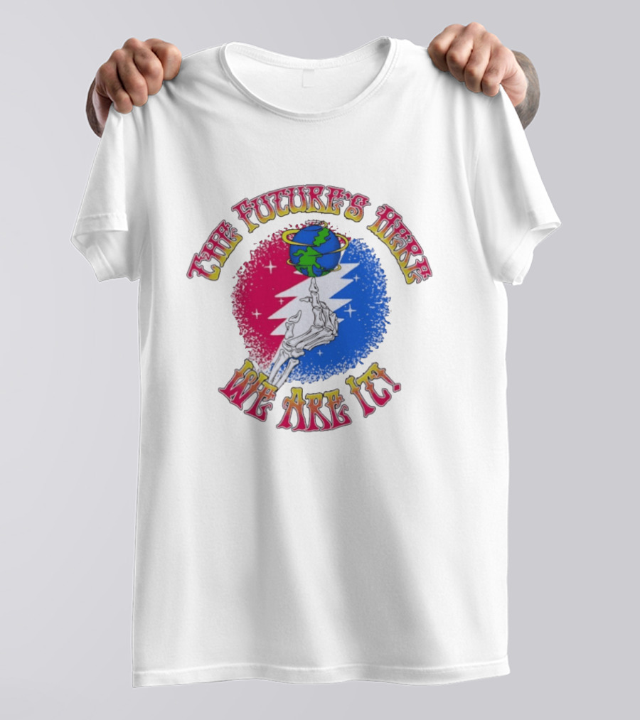 Grateful Dead Skeleton Future's Here We Are It Earth Lightning Bolt T-Shirt