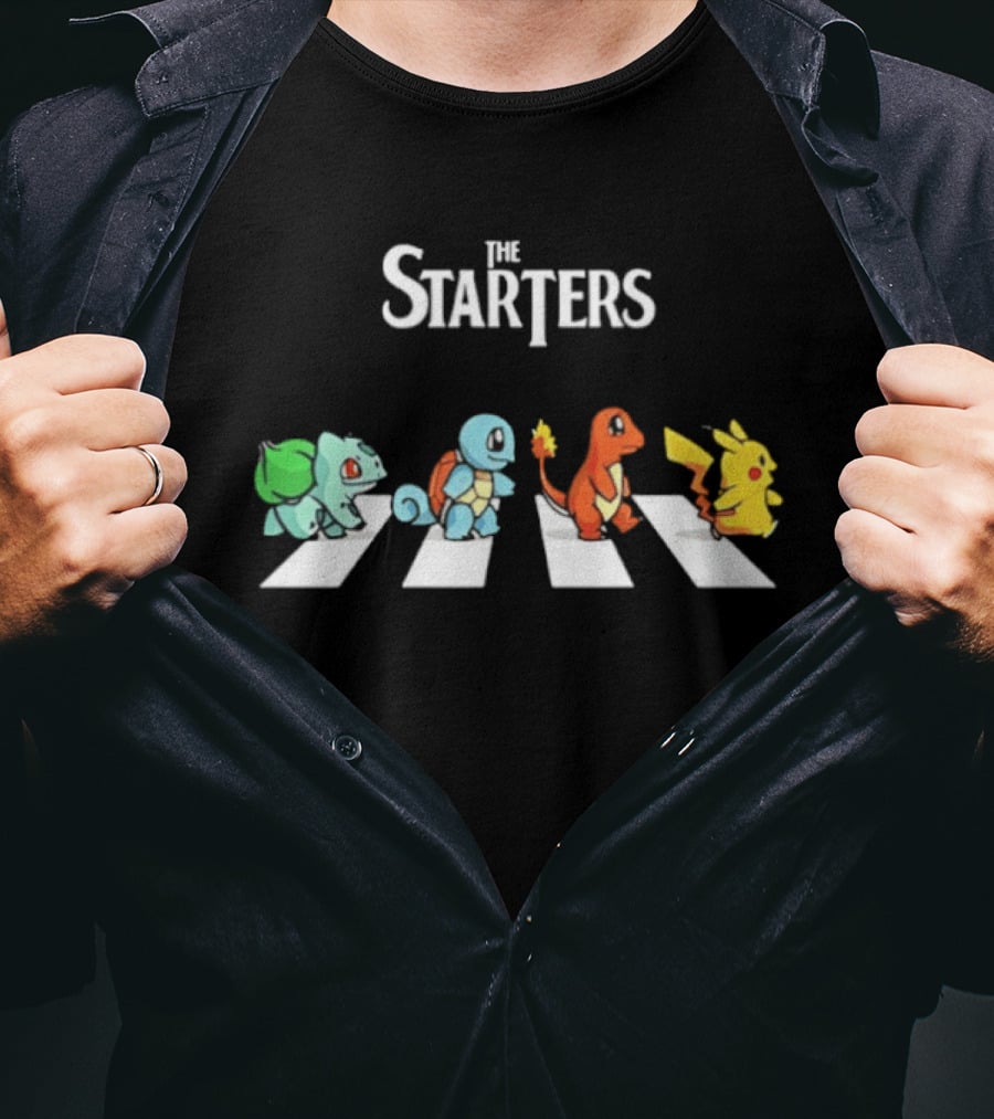 The Starters Pokemon Characters Walking Abbey Road T-Shirt
