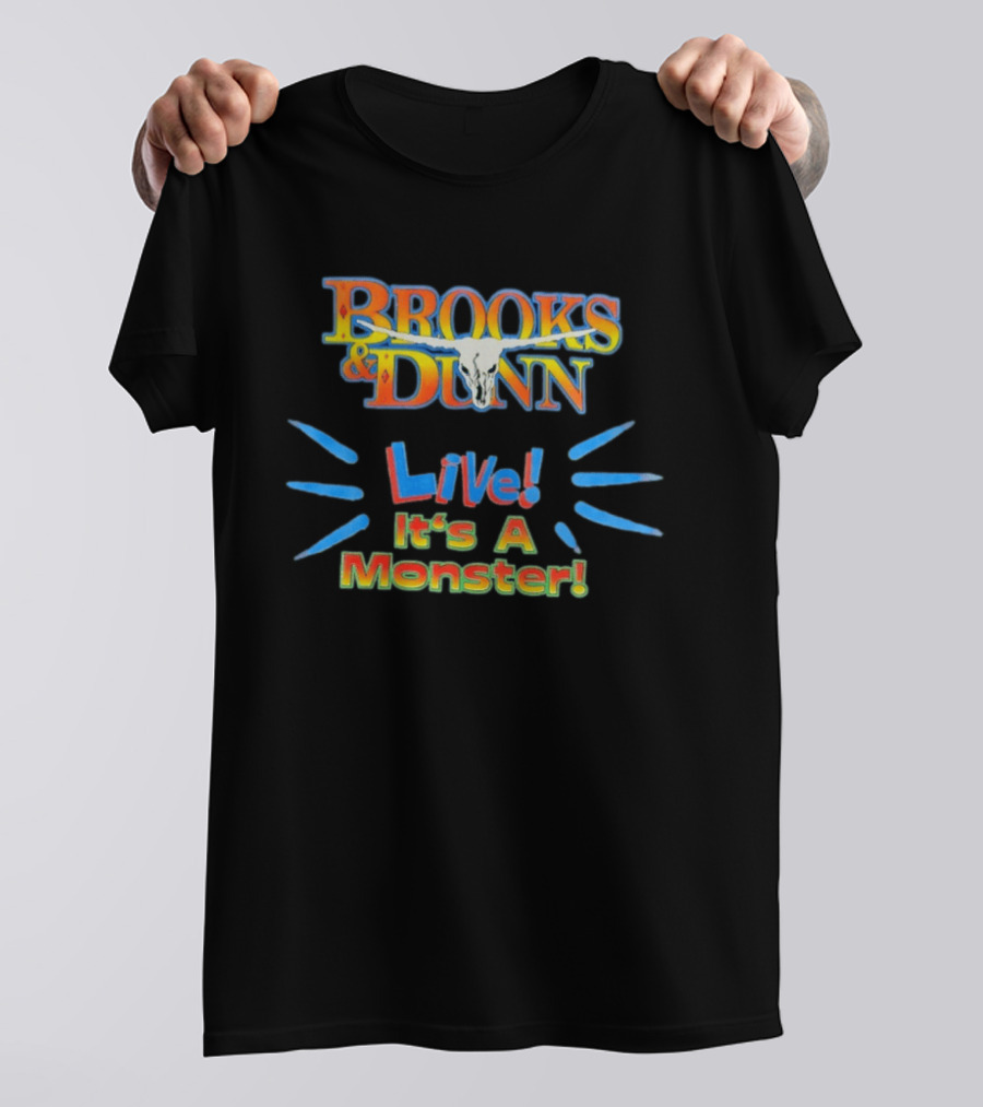 Brooks And Dunn Live It's A Monster Tour Graphic With Skull T-Shirt