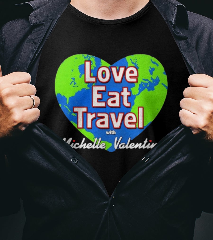 Love Eat Travel With Michelle Valentine Heart Map T-Shirt