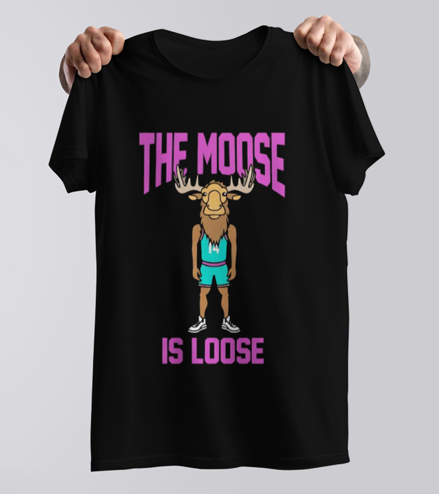 The Moose Is Loose Charlotte Hornets Basketball Player Cartoon T-Shirt