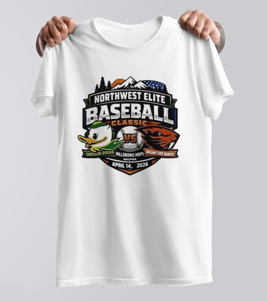 Northwest Elite Baseball Classic Oregon Ducks Vs Oregon State Beavers Hillsboro Hops Ballpark April 14 2026 T-Shirt