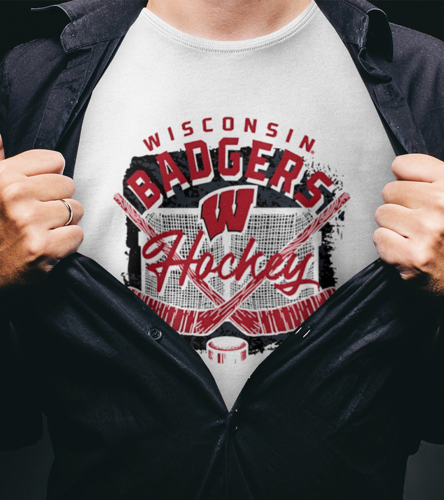 Wisconsin Badgers Hockey W Logo Hockey Sticks T-Shirt