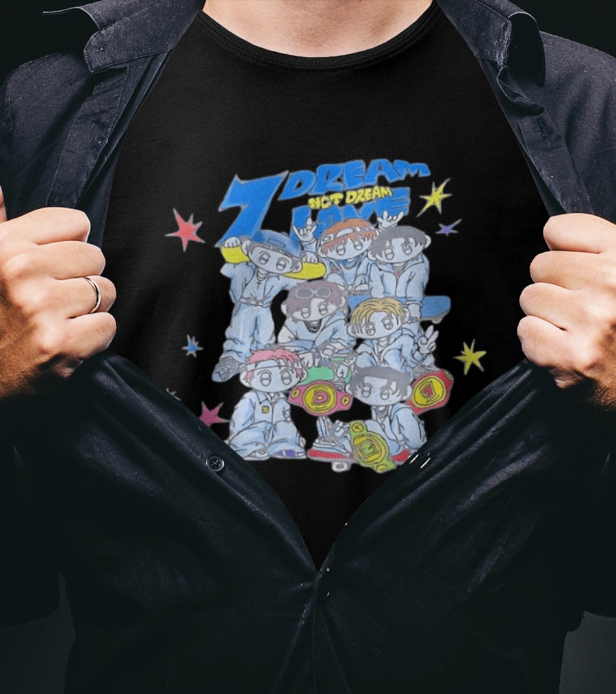 7 Dream NCT Dream Time Riders Ver With Cartoon Characters And Stars T-Shirt