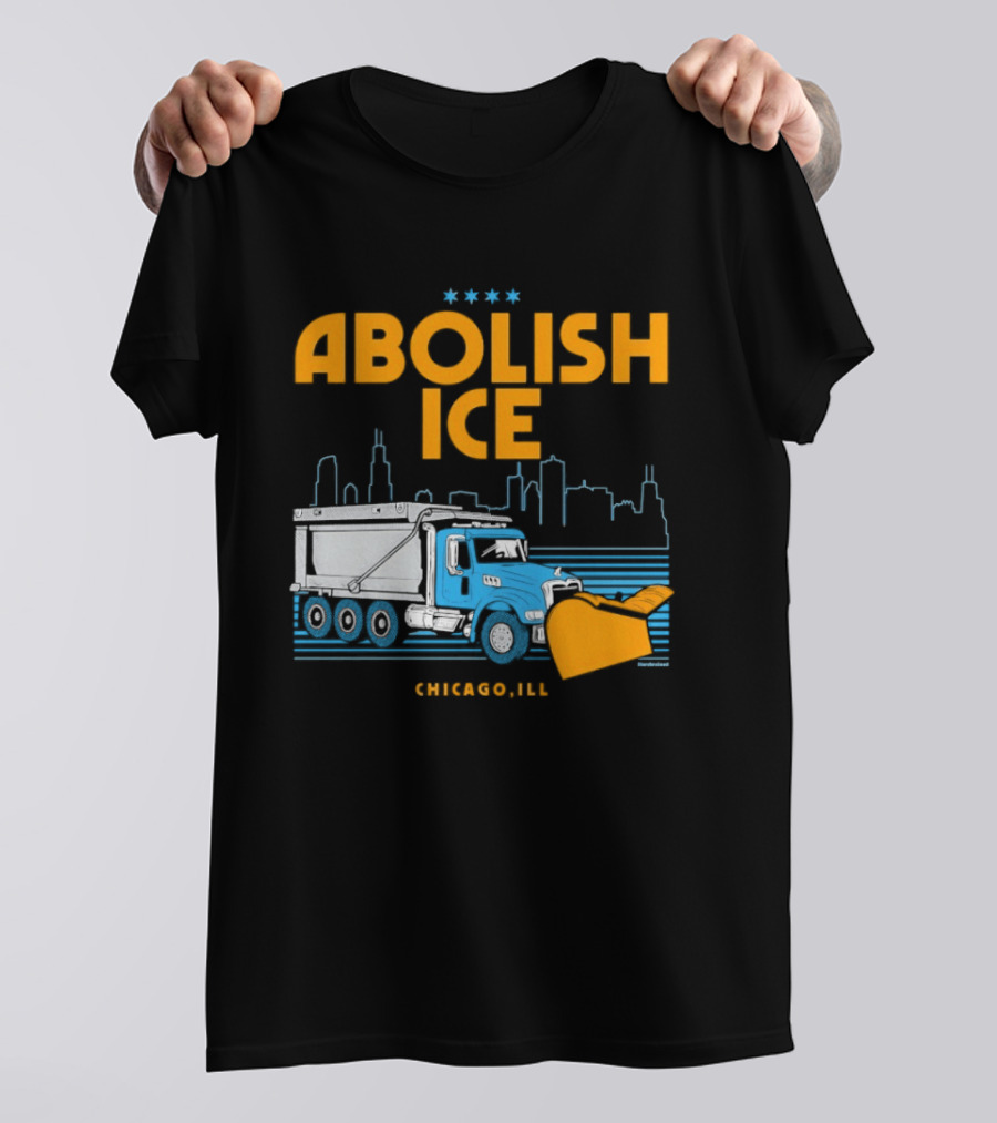 Abolish Ice Chicago ILL Snowplow Benefit Truck Skyline T-Shirt