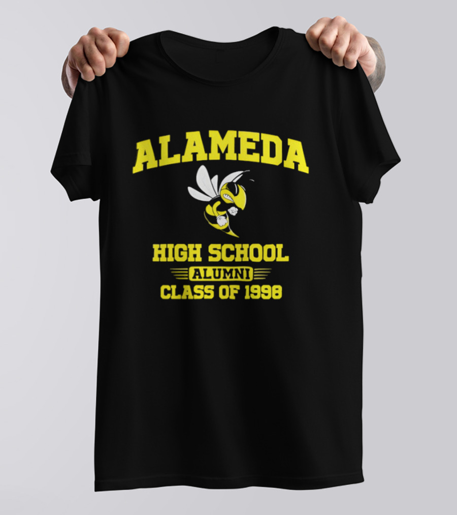 Alameda High School Alumni Class Of 1998 Hornet Yellow And White T-Shirt