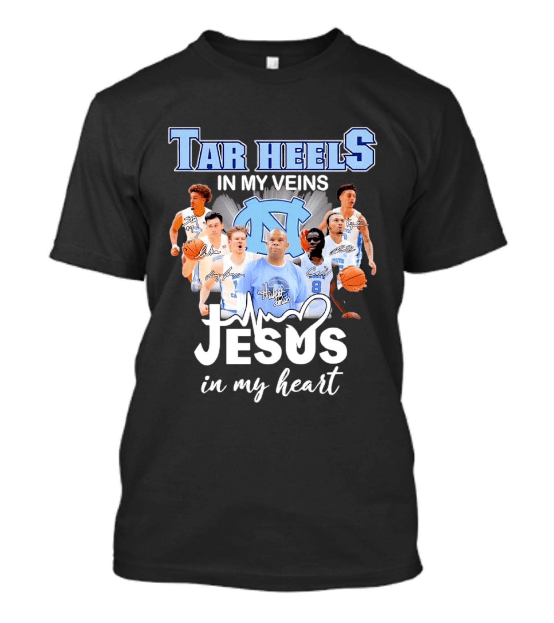 Tar Heels In My Veins Hubert Davis Jesus In My Heart T-Shirt