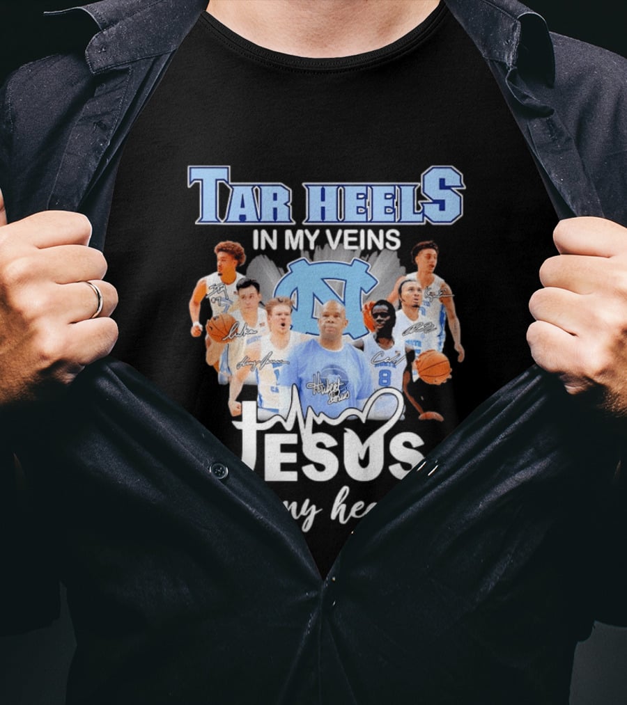 Tar Heels In My Veins Hubert Davis Jesus In My Heart T-Shirt