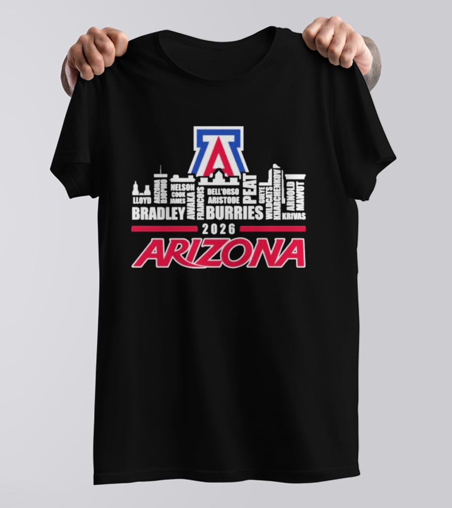 Arizona Wildcats 2026 City Names Bradley Burries Skyline T-Shirt