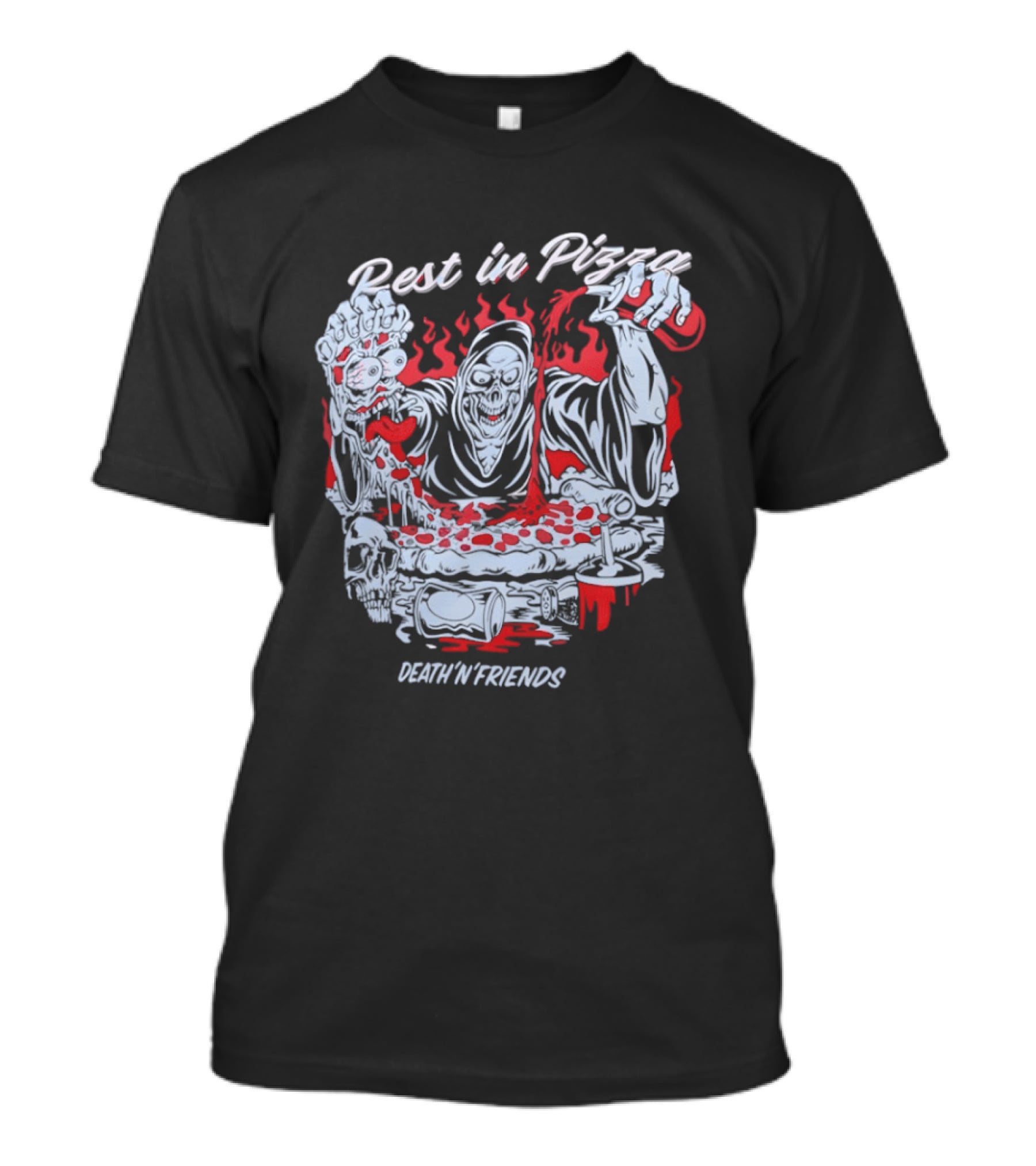 Rest In Pizza Death N Friends Pizza Party Fun T-Shirt
