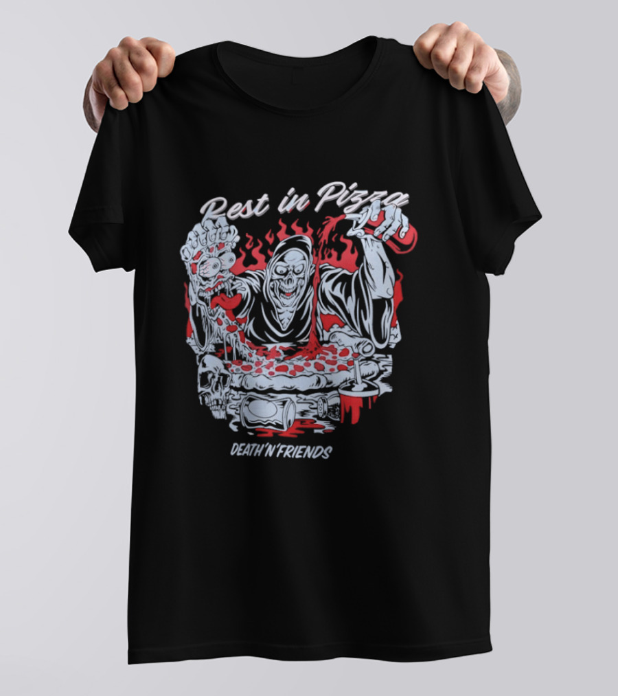 Rest In Pizza Death N Friends Pizza Party Fun T-Shirt