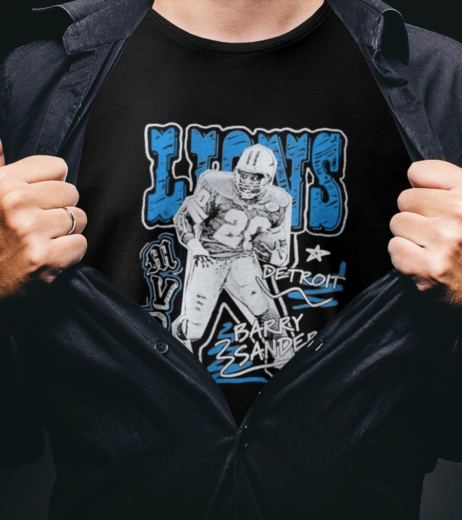 Detroit Lions MVP Barry Sanders Mitchell & Ness Chalked Up T-Shirt