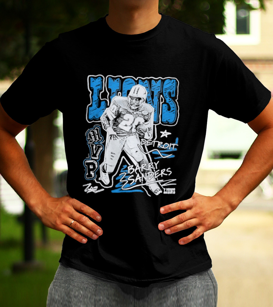 Detroit Lions MVP Barry Sanders Mitchell & Ness Chalked Up T-Shirt