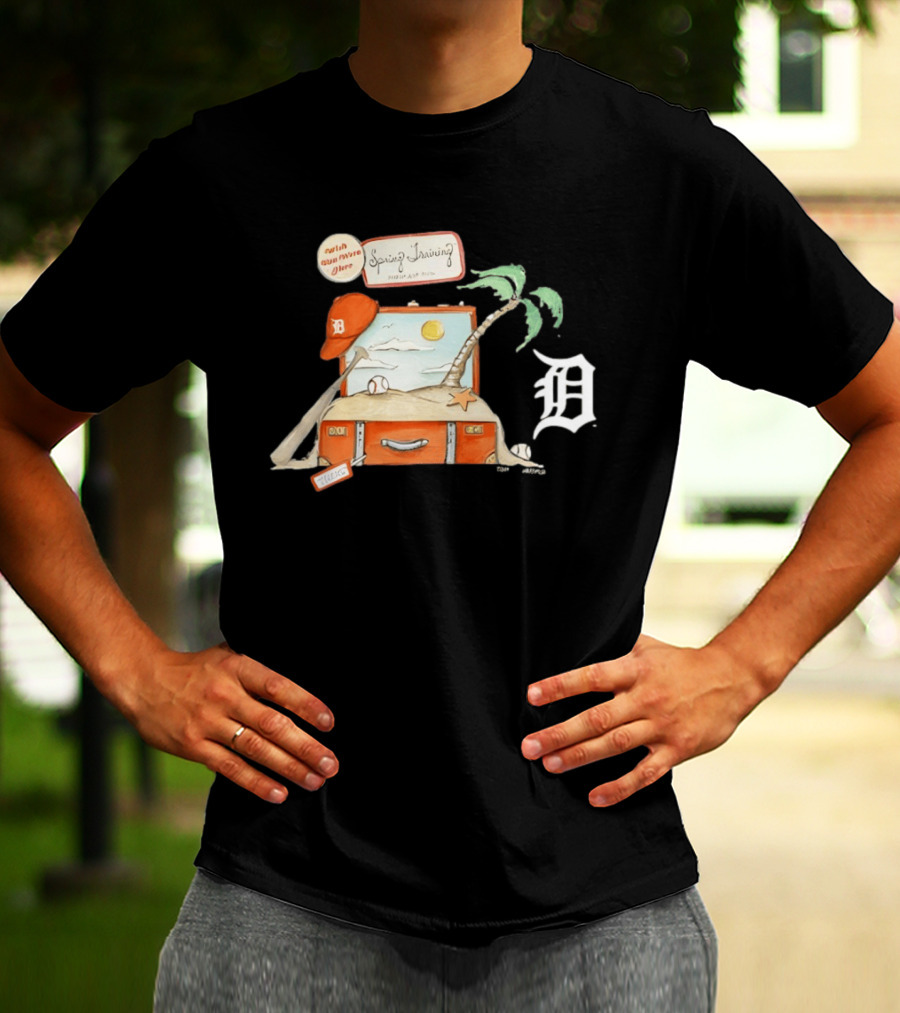 Detroit Tigers Tiny Turnip 2026 Spring Training Palm Tree Baseball Vintage Suitcase T-Shirt