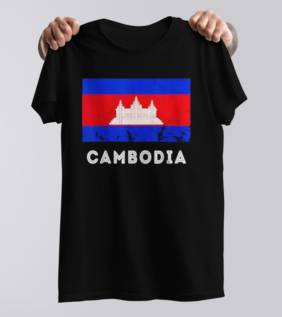 Cambodia Flag With Angkor Wat T-Shirt
