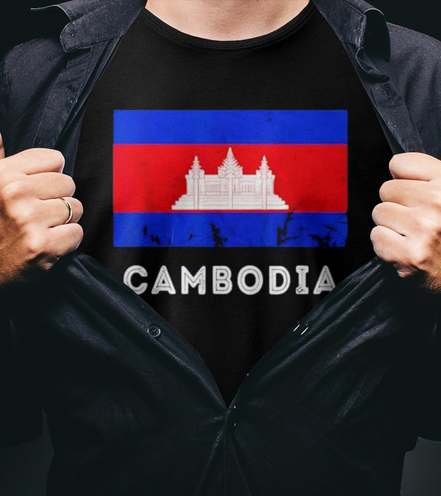 Cambodia Flag With Angkor Wat T-Shirt