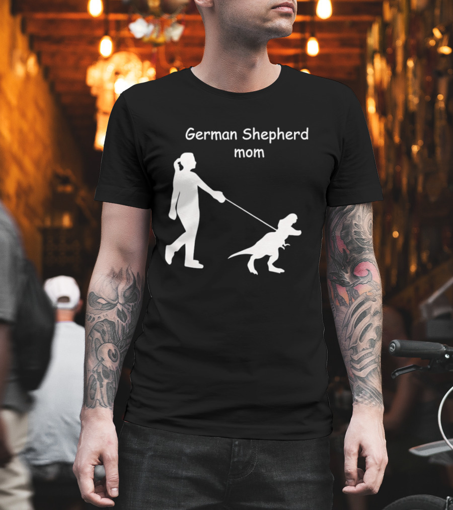 German Shepherd Mom Dinosaur Walking T-Shirt