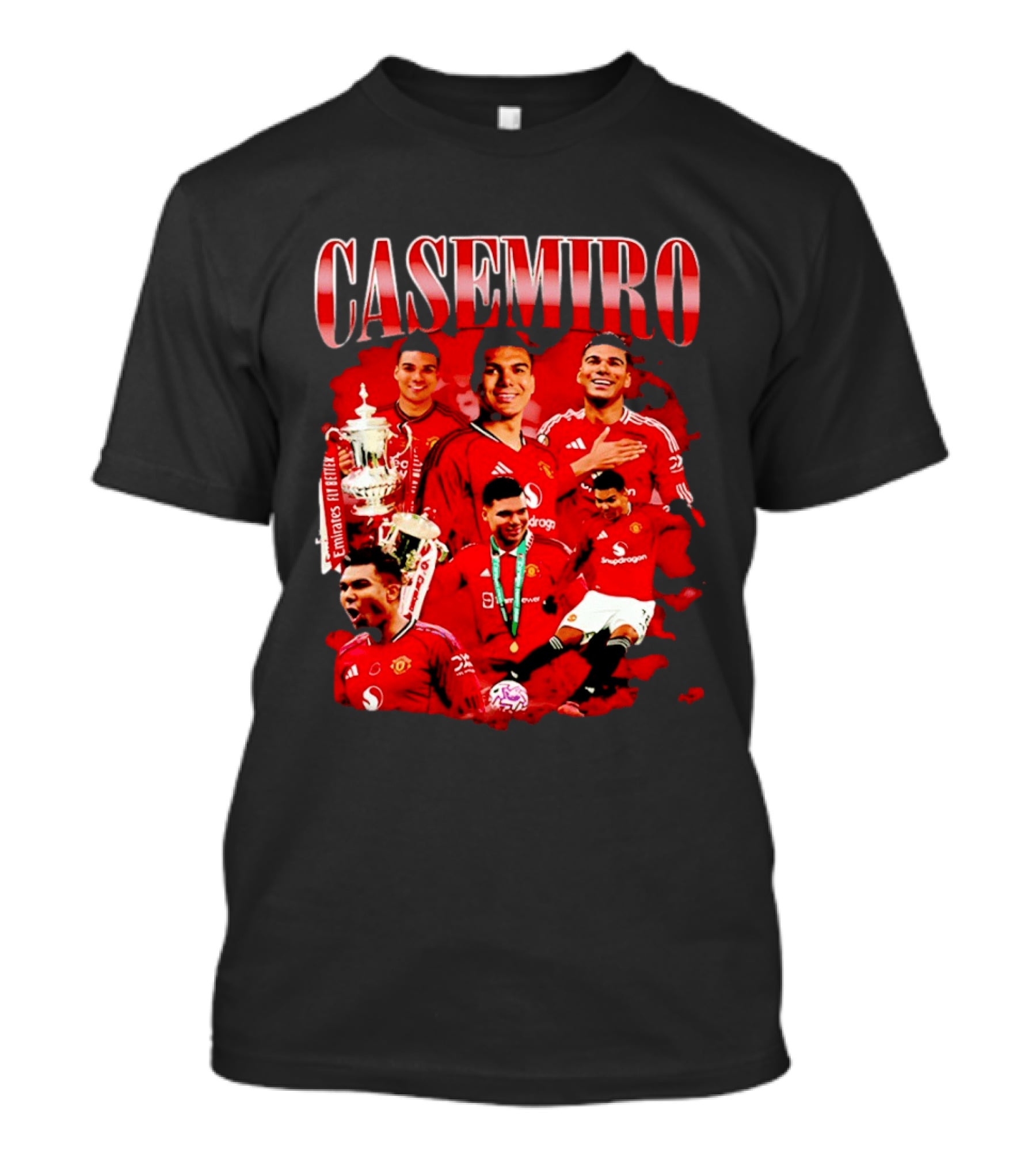 Casemiro Manchester United Trophy Celebrations Retro Football T-Shirt