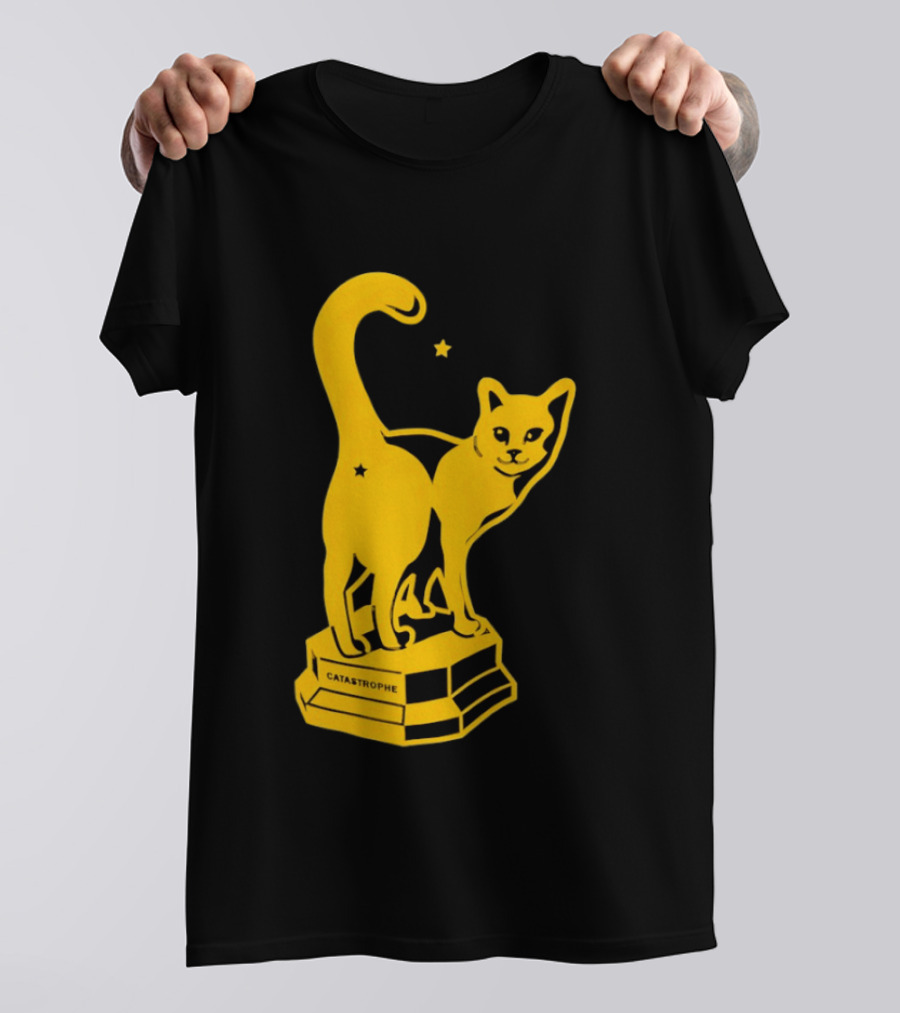 Catastrophe Cat Trophy Black Yellow Star Award T-Shirt