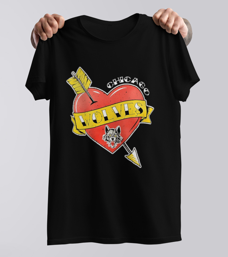 Chicago Wolves Heart Arrow Banner T-Shirt