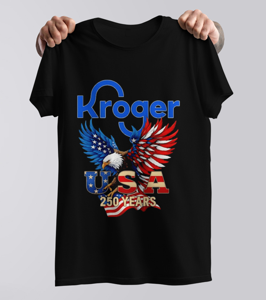 Kroger Eagle USA 250 Years American Flag T-Shirt