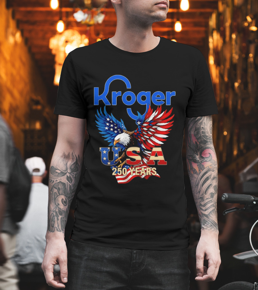 Kroger Eagle USA 250 Years American Flag T-Shirt